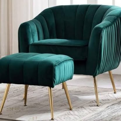 Emerald chair and ottoman