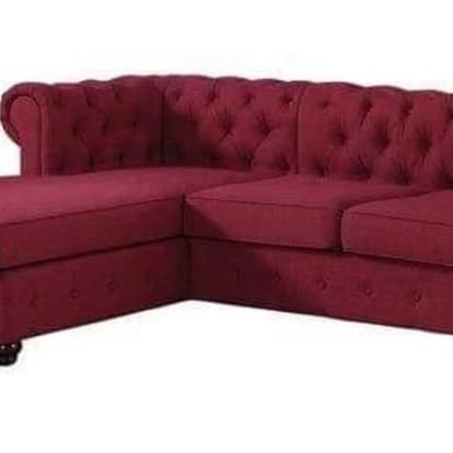 Burgundy tufted corner sofa