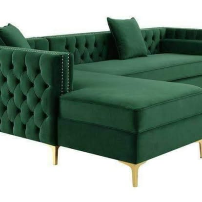 Green tufted chaise lounge